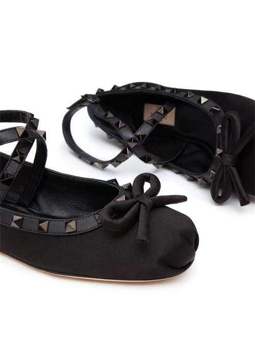 Garavani Rockstud Bow Detailed Ballerina Shoes Black VALENTINO GARAVANI | 6W2S0HB6EQL0NO